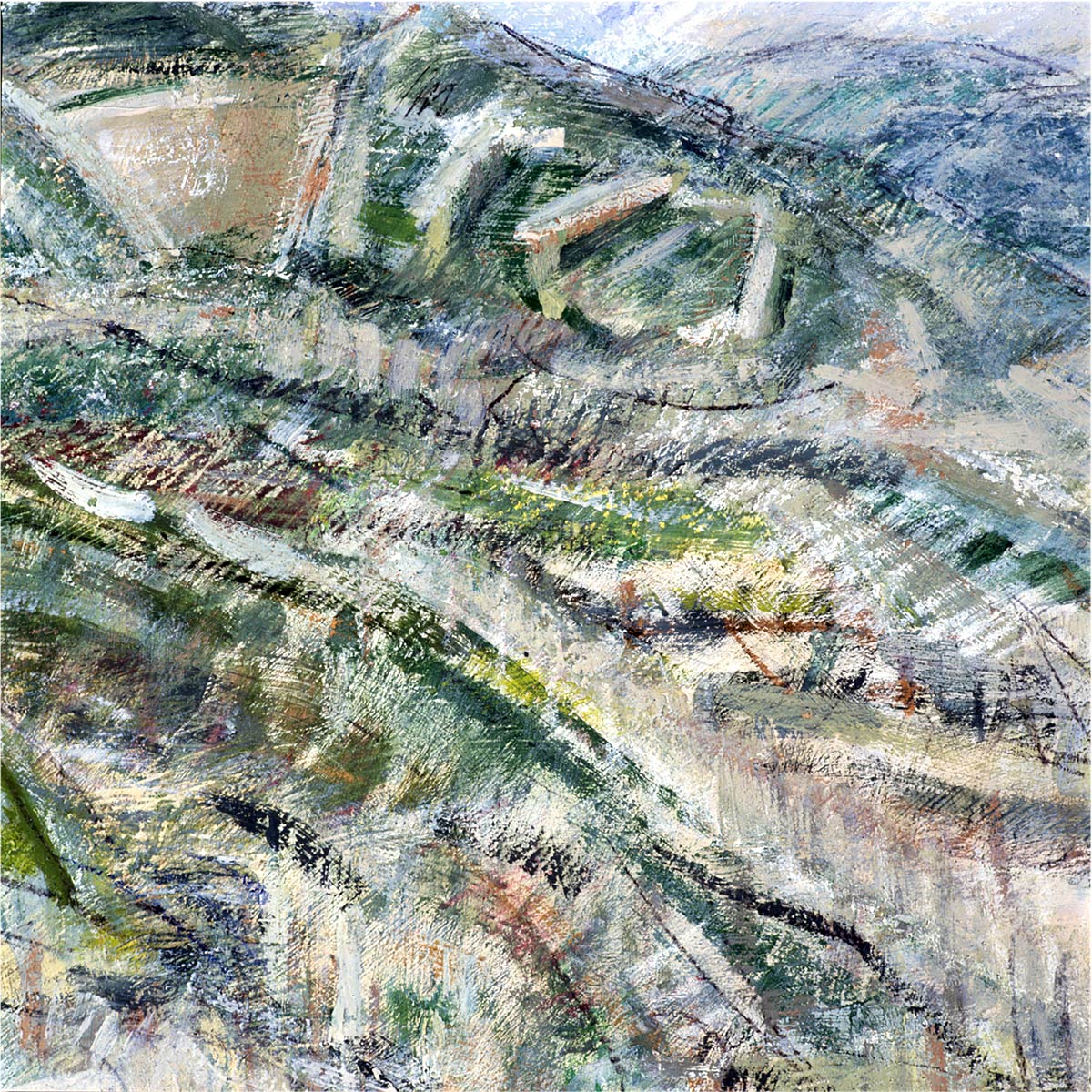 gemengde techniek, olieverf op papier